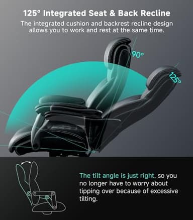 Big and Tall Office Chair with Wide Area Armrest, 600LBS PU Leather Executive Chair, Adjustable Lumbar Support 3'' Double Space Wheel, Managerial Home Desk Heavy Duty Office Chair (Black-A) - Image 8