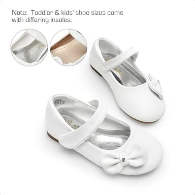DREAM PAIRS Toddler Dress Shoes Mary Jane Flats for Girls Side Bow Ballerina Shoes,Size 5 Toddler,White-Pu,Angel-5 - Image 3