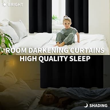 BGment Black Blackout Curtains for Bedroom 63 Inches Long, Black Out Room Darkening Light Blocking Thermal Insulated Grommet Window Drapes for Summer Heat, Each Panel 42 Inch Wide - Image 4