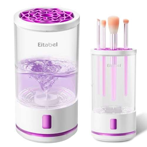 Electric Makeup Brush Cleaner machine, 2 in 1 Makeup Brush Washer, Battery Operated Automatic Spinning Cosmetic Brush Cleaner Ceanser For All Type Brushes Sponges - Image 1