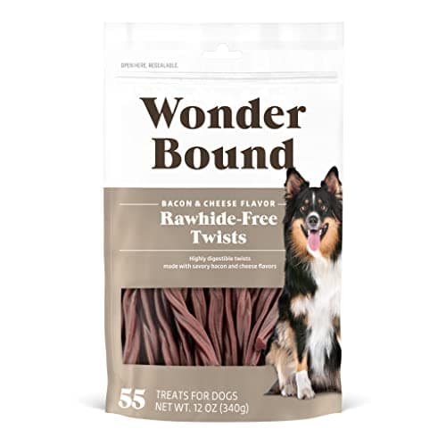 Wonder Bound Bacon & Cheese Flavor Dog Twist Sticks - 55 Count - Rawhide-Free Dog Treats, Dental Health Chews for Plaque & Tartar Control, Easy to Digest, Long-Lasting - Image 1