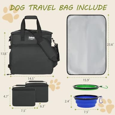 Dog Travel Bag Airline Approved–Pet Travel Tote with Collapsible Bowls,Food Containers & Feeding Mat–Multi-Pocket Organizer for Dogs & Cats, Durable & Water-Resistant for Hiking,Trips,Outdoors - Image 2