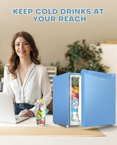 Upstreman 1.7 Cu.ft Mini Fridge with Freezer, Dorm Essentials, Adjustable Thermostat, Energy Saving, Low Noise, Single Door Compact Refrigerator for Dorm, Office, Bedroom, Blue-FR17 - Image 9