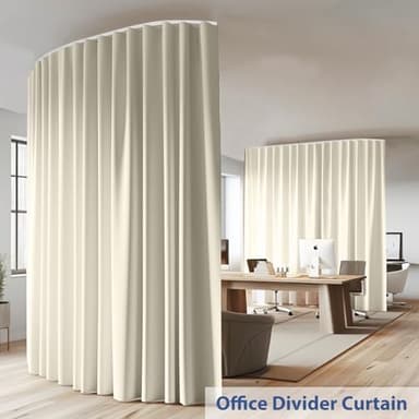cbsroro Room Divider Ceiling Mounted Curtains Track Sets Extra Wide Blackout Curtain Flexible Tracks for Bedroom Privacy Partition Separator, 1Panel Beige Drape and White Rail, W8.3 x H8ft - Image 2