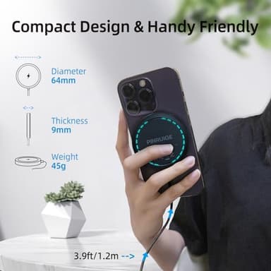 PINRUIGE Magnetic Wireless Charger for iPhone 15W Max Fast for Mag-Safe Wireless Charging Pad Compatible for iPhone 16/16 Pro/Pro Max/15/14/13/12/11/Pro with Wall Charger for USB-A Converter, Black - Image 8