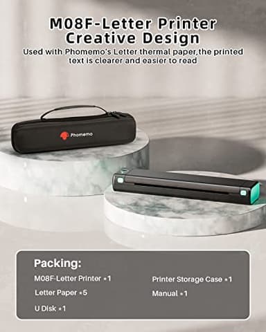 Phomemo Portable Printers Wireless for Travel - Bluetooth Thermal Printer Supports 8.5" X 11" Letter, Inkless Printer Compatible with Phone Laptop for Home Use Car Office School, Come with Carry Case - Image 7