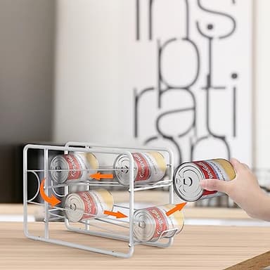 MOOACE 4 Pack Can Dispenser Rack, Stackable Can Storage Organizer Holder for Canned food Kitchen Cabinet Pantry Countertop, White - Image 4