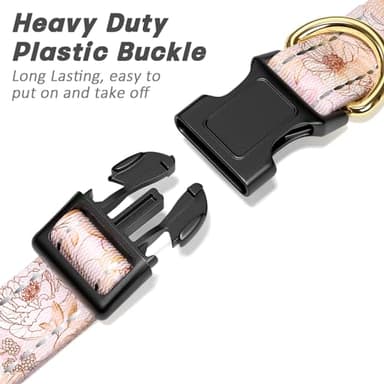 TMOODEL Reflective Dog Collar for Extra Small Dogs, Cute Flower Theme Adjustable Heavy-Duty Nylon Puppy Collar for Boy and Girl Female, Soft Pet Accessories with Quick Release Buckle, Neck 8-12", Pink - Image 4