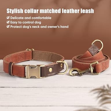 Didog Soft PU Leather Dog Collar for Large Dogs,Classic Adjustable Dog Collars with Quick Release Metal Buckle,Easy Clean and Comfortable with Nylon Lining,Brown,L Neck 15-23" - Image 6