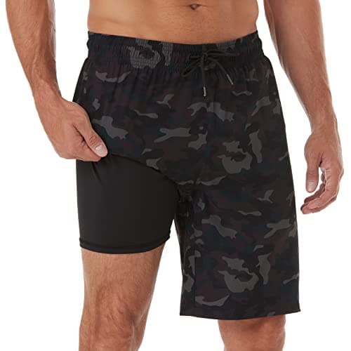 BRISIRA Mens Swim Trunks Bathing Suit 9 Inch Inseam Compression Liner Beach Long Board Shorts Swimsuit Anti-Chafe Quick Dry Camouflage - Image 1
