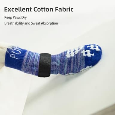 PUPTECK Anti-Slip Dog Socks with Double Sides Grips for Small Medium Large Dogs Hardwood Floors Prevents Licking, Dog Shoes for Hot Pavement Traction Control for Senior Dogs, Royal Blue, L - Image 5