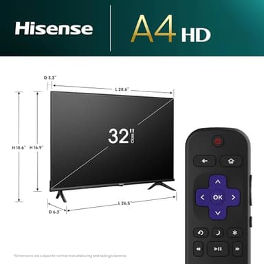 Hisense 32-Inch Class A4 Series HD 720p Smart Roku TV with Alexa Compatibility (32A4HNR) - Dolby Audio, Slim Bezel Design, Google Assistant - Image 2