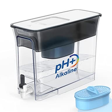 Waterdrop Slim Alkaline Water Filter Dispenser, Large 35-Cup, Up to PH 9.5, Healthy, Clean & Toxin-Free Mineralized Alkaline Water, 100-Gallon, BPA Free, Black (1 Filter Included) - Image 1