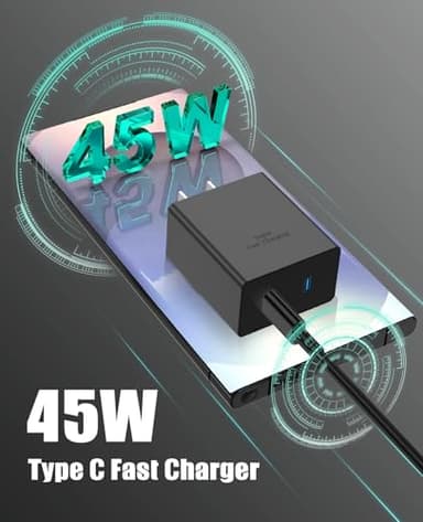 2Port 45W Super Fast Charger Type C for Samsung S25 Ultra/S24, PD3.0 USB C Android Phone Charger Fast Charging Block with 6FT/10FT Type C Cord for Samsung Galaxy S25+ Plus/S24+/S23/S22 Ultra/iPhone 16 - Image 4
