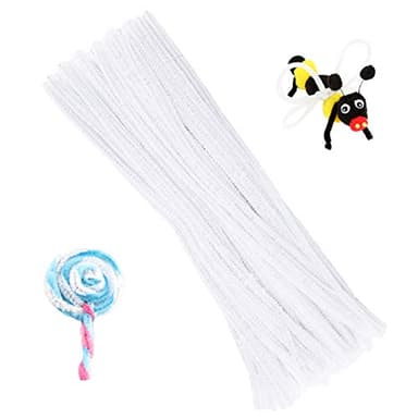 100 Pieces Pipe Cleaners Chenille Stem, Solid Color Pipe Cleaners Set for Pipe Cleaners DIY Arts Crafts Decorations, Chenille Stems Pipe Cleaners (White) - Image 1
