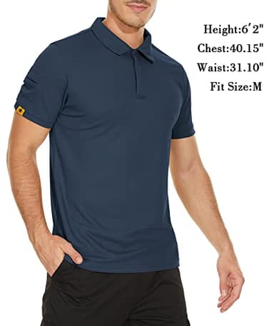 V VALANCH Polo T Shirts for Men Navy Blue Polo Shirt Mens Casual Shirts Short Sleeve Sweat Wicking Shirt Golf Polo,Navy,XL - Image 2