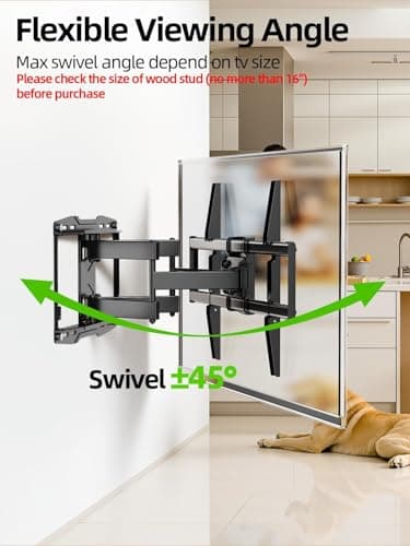 USX Mount Full Motion TV Wall Mount for 42-85 inch, TV Mount Swivel and Tilt,Wall Mount Bracket with Dual Articulating Arms Up to 132lbs, VESA 600x400mm, Max 16" Wood Studs, UL Listed XML019 - Image 6