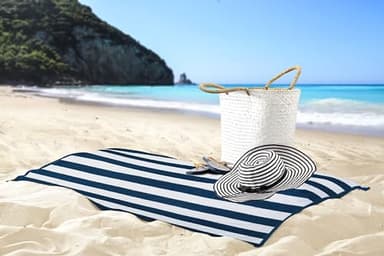 Utopia Towels Cabana Stripe Beach Towel, Oversized 100% Ringspun Cotton Pool Towels, Highly Absorbent Bath Towels for Beach (Red, Navy, Grey & Plum, 30X60 Inch - 4 Pack) - Image 9