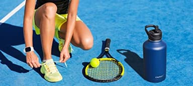 CIVAGO 40 oz Insulated Water Bottle With Straw, Stainless Steel Sports Water Cup Flask with 3 Lids (Straw, Spout and Handle Lid), Double Walled Travel Thermal Canteen Mug, Midnight Black - Image 5