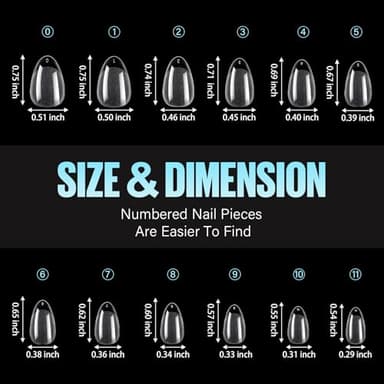 TOMICCA Short Almond Nail Tips, 240Pcs Half Matte Soft Acrylic Nail Tips, 12 Sizes Acrylic Pre-Shaped Nails, Full Cover False Nails Almond Press on Nails Short Fake Nails for Extension Nail - Image 9