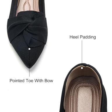 HIULYCENCE Women's Flats Shoes Pointed Toe Ballet Flats with Bow Comfortable Knit Dressy Flats Black US8 - Image 2