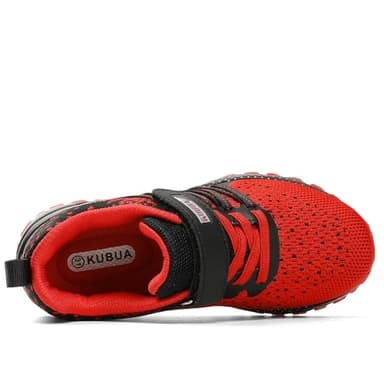 Kids Sneakers for Boys Girls Running Tennis Shoes Lightweight Breathable Sport Athletic A Black Red Size US 13 Little Kid - Image 3