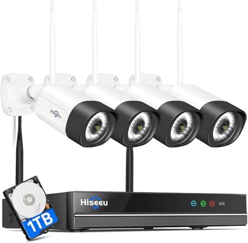 【Wireless Pro,Plug & Play】 Hiseeu 2.5K 5MP WiFi Security Camera System Outdoor,Expandable 16CH 8MP NVR, 1TB HDD,Spotlight,2 Way Audio, IP66 Waterproof, Motion Alert, DC Power Plug-in, 24/7 Recording - Image 1