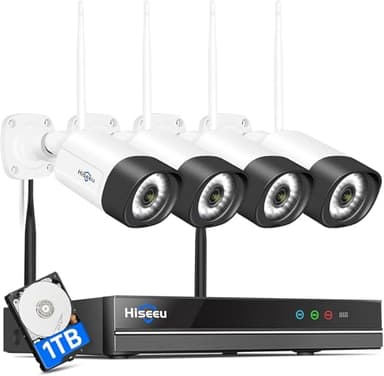 【Wireless Pro,Plug & Play】 Hiseeu 2.5K 5MP WiFi Security Camera System Outdoor,Expandable 16CH 8MP NVR, 1TB HDD,Spotlight,2 Way Audio, IP66 Waterproof, Motion Alert, DC Power Plug-in, 24/7 Recording - Image 1