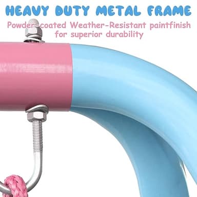 2-in-1 Toddler Swing Set with Metal Stand, Safety Belt & 4 Anchors - A-Frame Swing for Kids 6 Months+ (Pink, Indoor/Outdoor Backyard Playground) - Image 4