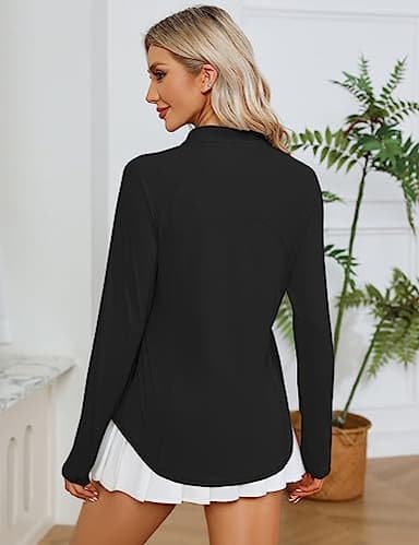 LOMON Women UPF 50+ Cool Shirts Lightweight Pullover 1/4 Zip Long Sleeve Sun Protection Quick Dry Exercise Tops(Black,M) - Image 4