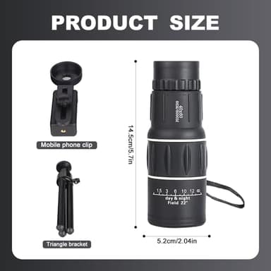 40x60 Portable High Magnification Monocular Telescope, 2025 New Monoculars for Adults High Powered with Smartphone Holder and Tripod, Handheld Telescope for Bird Watching Hiking Travel Concert - Image 2