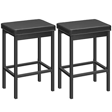 HOOBRO Bar Stools, Set of 2 Bar Chairs, 24.8-Inch Height Stools, Breakfast Bar Stools, Kitchen Stools, 2" Thick Upholstery, for Kitchen, Dining Room, Cafe, Bar Counter, Black BB21BY01 - Image 1