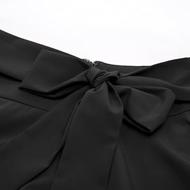 Women's High Waist A-Line Midi Skirt Pleated Pockets Skirts with Belt Black-1 Size XL - Image 5
