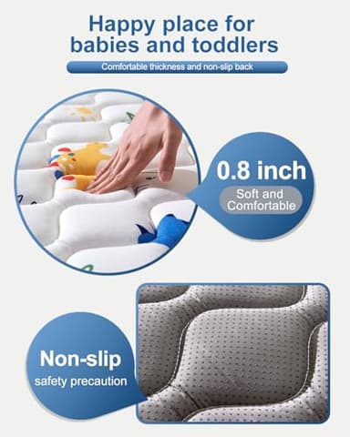 Odorless Premium Foam Baby Play Mat 50" x 50", Soft Microfiber Fabric Crawling Mat for Floor- Comfortable and Hypoallergenic, Non-Slip Cushioned Floor Playpen mat for Infants,Babies,Toddlers - Image 4