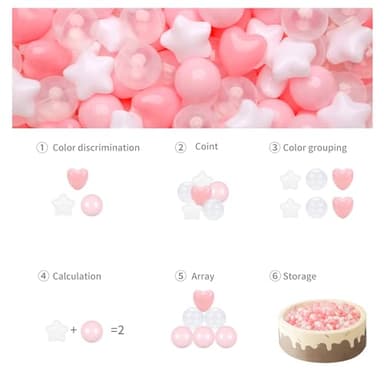 GOGOSO Ball Pit Balls,Plastics Balls for Ball Pit, Stars Hearts Shape for PastelBall for Toddlers Kids, Pink Light Pink White Clear,200pcs - Image 2