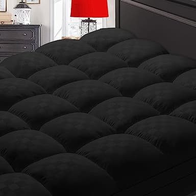 SameBed Mattress Topper Queen,Extra Thick Mattress Pad Cover for Back Pain,Cooling Mattress Protector with 8-21 Inch Deep Pocket,Overfilled Down Alternative Filling,Black - Image 1