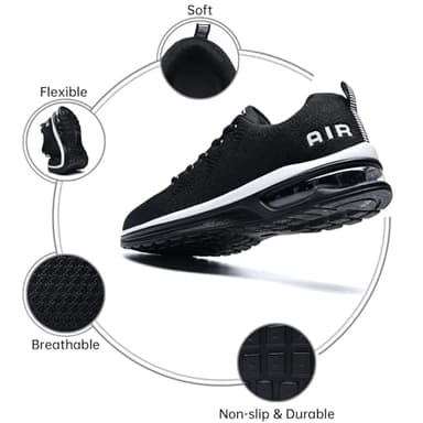 QAUPPE Womens Fashion Lightweight Sports Walking Sneakers Breathable Gym Jogging Running Tennis Shoes (Black US 8 B(M) - Image 2