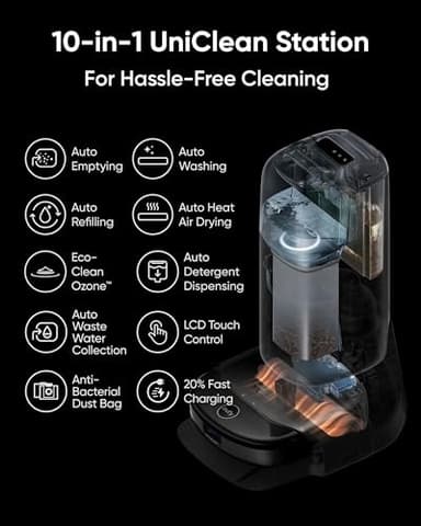 eufy Robot Vacuum Omni S1 Pro, HydroJet System with Roller Mop, Robot Vacuum and Mop Combo, Eco-Clean Ozone, Incrediable Suction, Obstacle Avoidance, Auto Mop Washing & Drying, Self-Emptying - Image 3