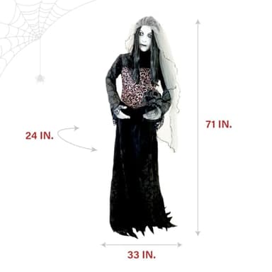 Haunted Hill Farm Rising Ghost Bride by Tekky, Battery-Operated, Sound Activated Animatronic with Sound Effects and Lights for Indoor or Covered Outdoor Creepy Halloween Decoration - Image 4