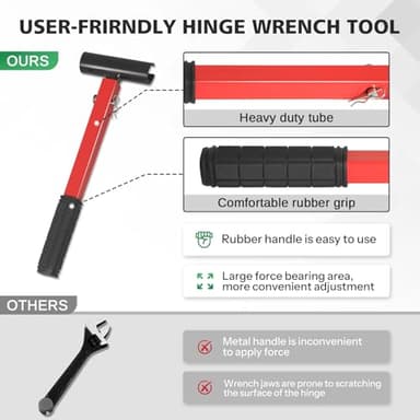 OPSOOPI 4 in 1 Door Hinge Adjustment Tool, Professional Hinge Gap Adjusting Wrench Door Hinge Adjustment Tool with Rubber Grip, Heavy Duty Hinge Bender Wrench Repair Spanner for Commercial - Image 4