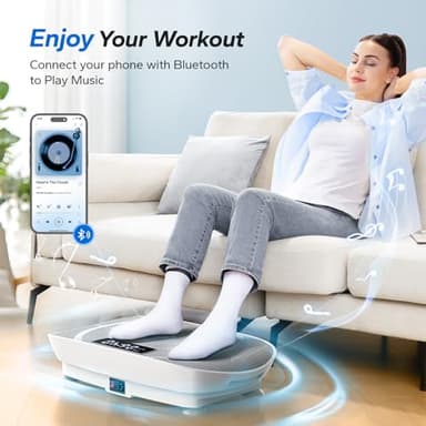 MERACH Vibration Plate Exercise Machine, Whole Body Workout Equipment for Women, Bluetooth and Silicone Pedal, Vibration Plate with Auto Mode, Vibrate Fitness Platform for Home (Grey) - Image 2