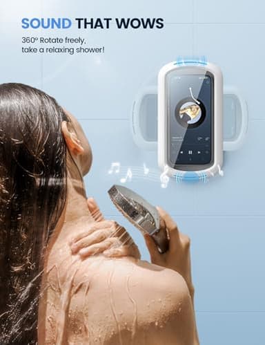Lamicall Shower Phone Holder with Speaker Holes, IPX6 Waterproof Clear Sound & 480° Rotation Shower Case Accessories, Waterproof Bathroom Wall Mount for iPhone 17 16 Pro Max Air, S25 Ultra, 4-7" Phone - Image 2