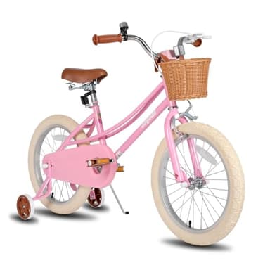 JOYSTAR 18 inch Girls Bike Ages 5-8 Years Old Kids (43"-59" Tall), Kids Bike with Training Wheels & Basket, Kids' Bicycle Pink - Image 1