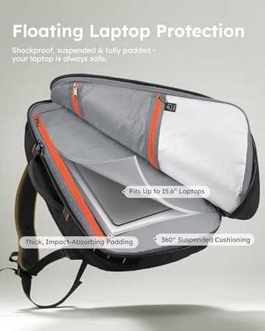 Tolaccea Travel Laptop Backpack, Large Carry on Backpack Flight Approved Convertible Duffle Luggage Bag Daypack Work Business Rucksack Fits 16" Laptop for Men Women 3 Carrying Ways, 40L-50L Expandable - Image 3