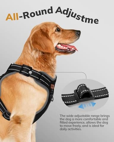 MIDOG No-Pull Dog Harness | Adjustable & Reflective Pet Harness Leash Set for Small Medium Large Dogs Walking, Training| No Choke, Front Clip, Soft Padded Vest with Easy Control Handle - Black, XS - Image 6