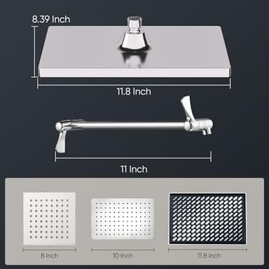 Cobbe Rainfall Shower Head for Bathroom, 11.8 Inch Large Rectangular with Adjustable Stainless Steel 11 Inch Extension Arm - Premium Quality Luxury Experience, 1-Min No Tools Installation, Chrome - Image 8