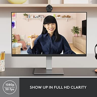 Logitech Brio 301 Full HD Webcam with Auto Light Correction, Show Mode, Noise Reduction Mics, Privacy Cover, Works with Microsoft Teams, Google Meet, Zoom, Nintendo Switch 2 new GameChat mode - Black - Image 2