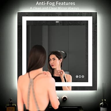LOAAO 40"X38" LED Bathroom Mirror with Lights, Anti-Fog, Dimmable, Backlit + Front Lit, Lighted Bathroom Vanity Mirror for Wall, Memory Function, Tempered Glass, ETL Listed - Image 2