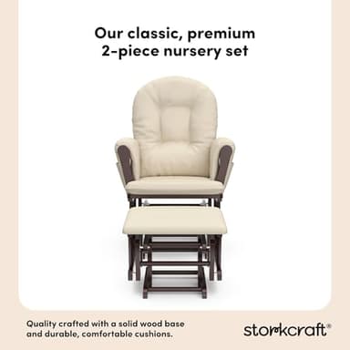 Storkcraft Premium Hoop Glider & Ottoman (Espresso with Beige) — GREENGUARD Gold Certified, Solid Wood Craftsmanship, Convenient Storage Pockets, Smooth-Gliding Chair for Nursery, Multi-Award-Winning - Image 7