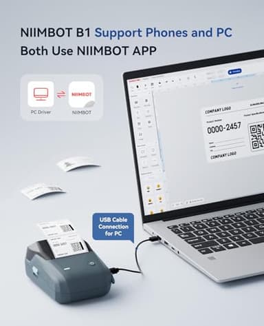 NIIMBOT B1 Label Maker Machine with Tape, Label Printer with 3 Rolls Stickers, 50x30mm/50x80mm White Label /50x50 Round Paper for Office Supplies, Home, Business - Image 6